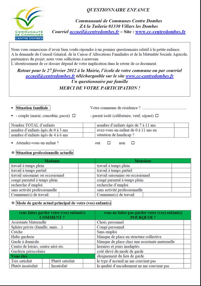 questionnaire enfance : participez !